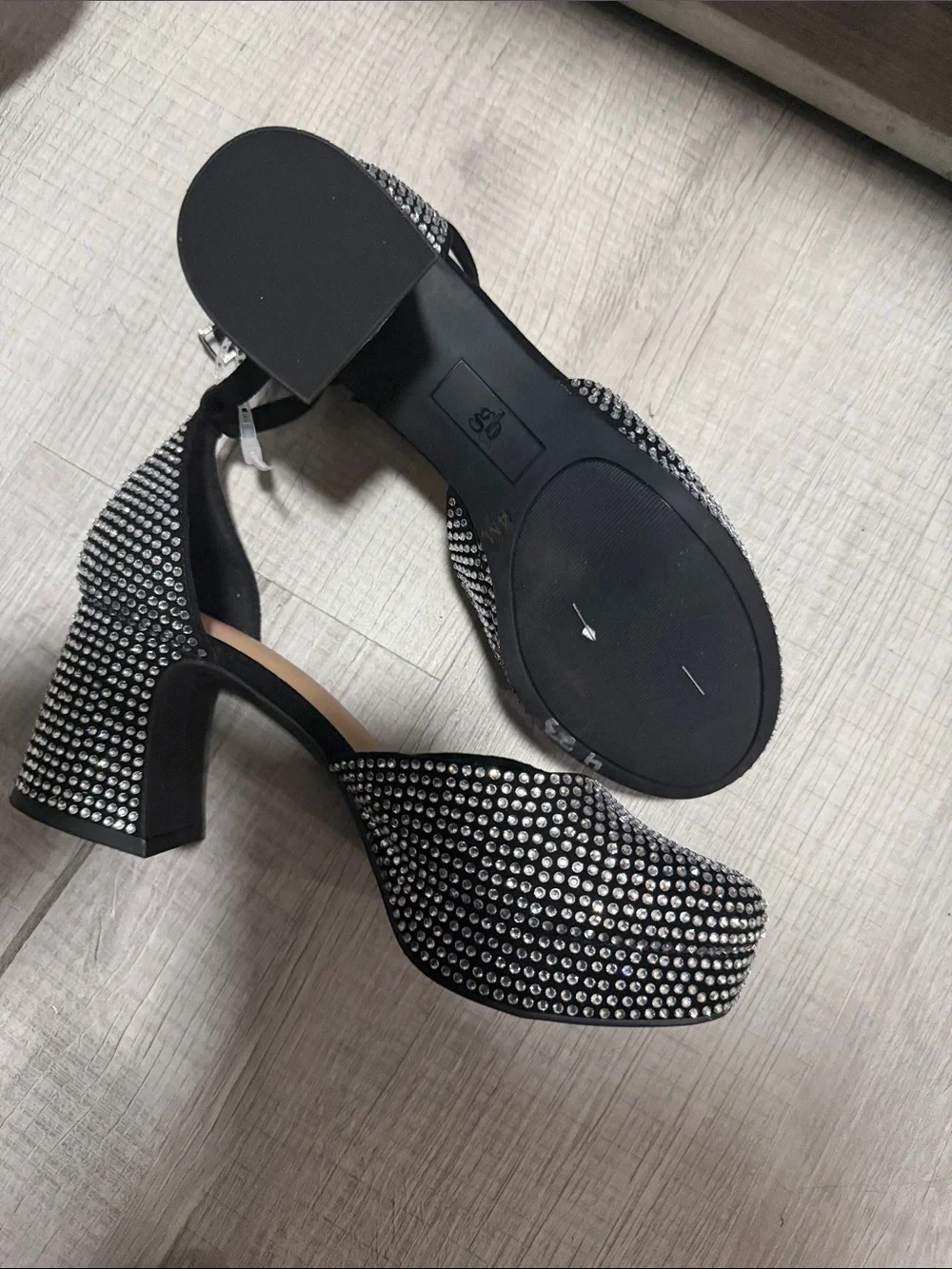 Gianni Bini Black Rhinestone Kids Dress Heels
